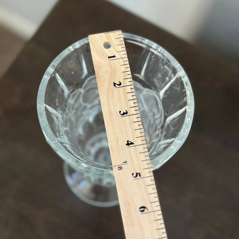 Clear Depression Glass Footed Vase‎ Frosted Floral Pedestal Base Table Decor